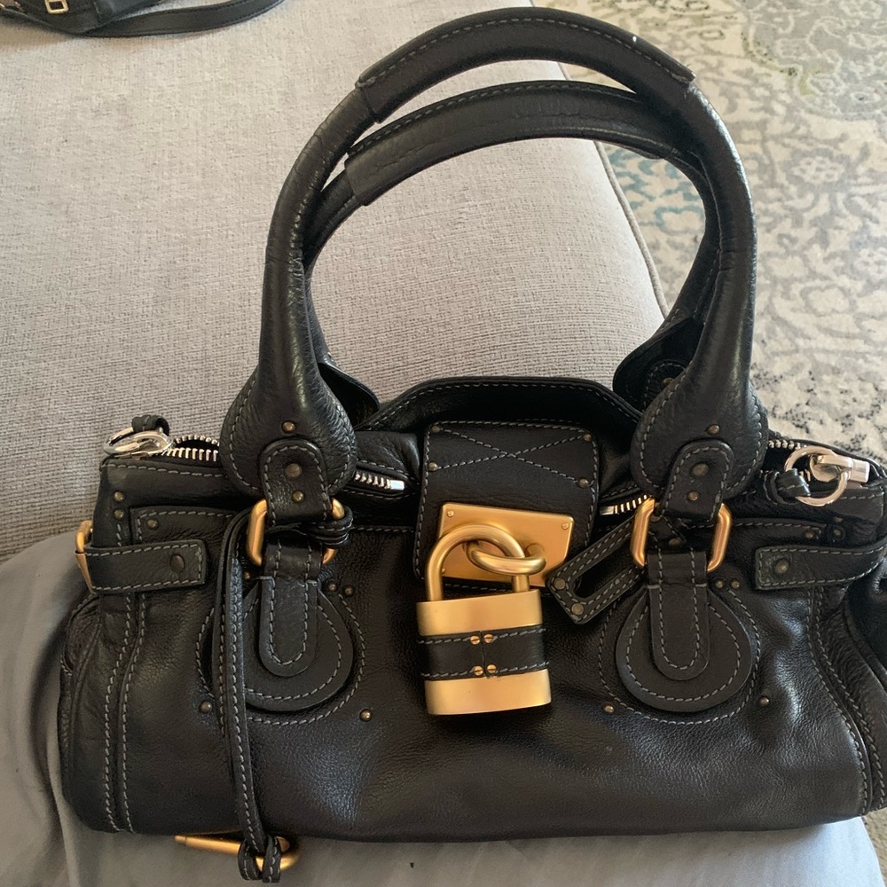 Chloe Paddington Hand Bag Leather Black Gold Authentic - pre owned - Picture 12 of 17
